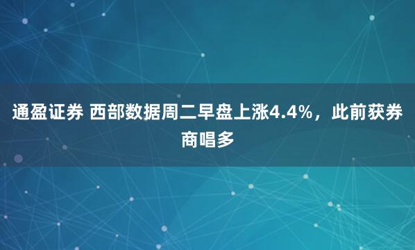 通盈证券 西部数据周二早盘上涨4.4%，此前获券商唱多